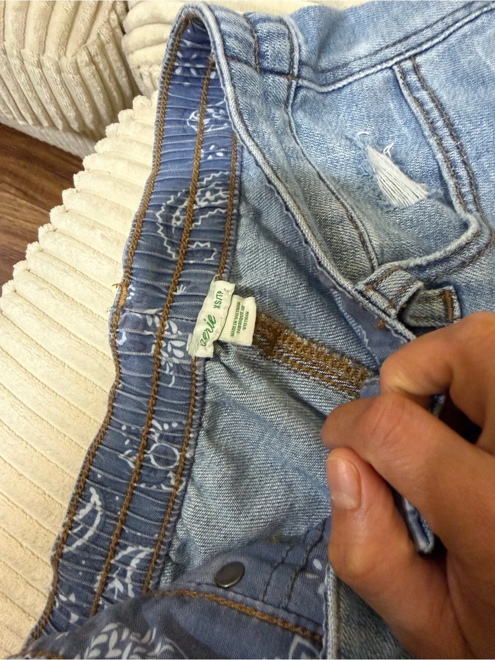 aerie Light Wash Distressed Denim Shorts